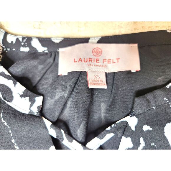 Laurie Felt Los Angeles Black White Abstract Leopard Print Tunic XS Mob Wife - Picture 3 of 7